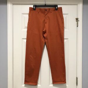 Zara Men Burnt Orange Flat Front Cotton Chino Trouser Pants Sz 31W